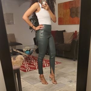 Zara green leather pants